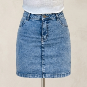 Falda Jeans Strech Color Hielo