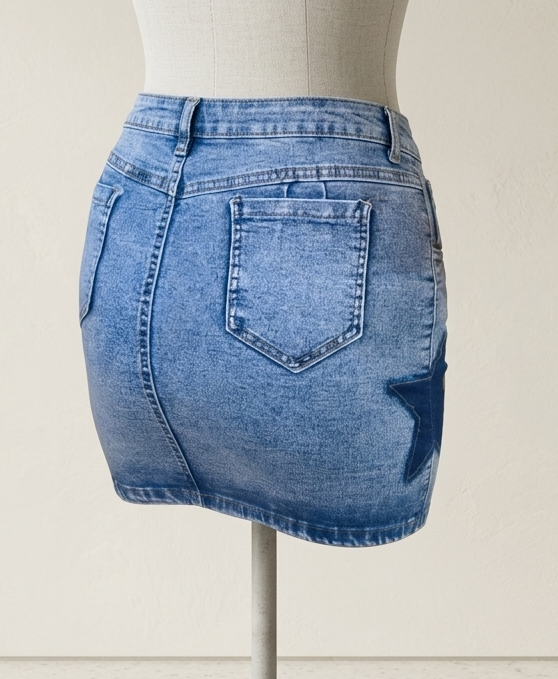 Falda Jeans Strech Color Hielo - Imagen 3