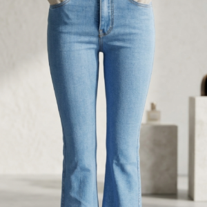 Pantalón Corte Sirena Strech Color Celeste Medio