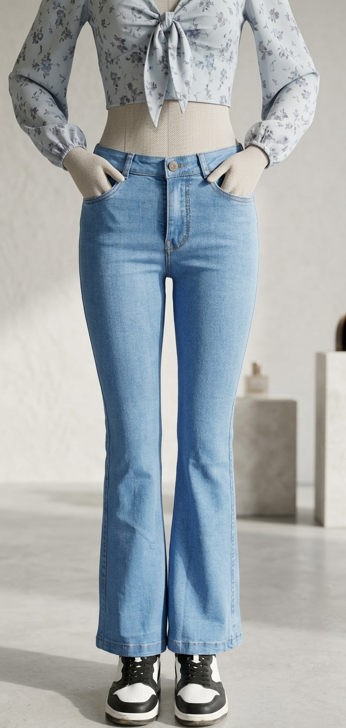 Pantalón Corte Sirena Strech Color Celeste Medio