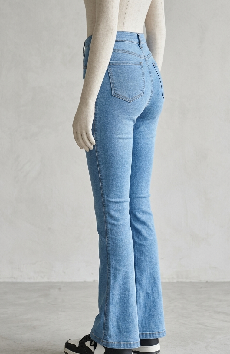 Pantalón Corte Sirena Strech Color Celeste Medio - Imagen 3