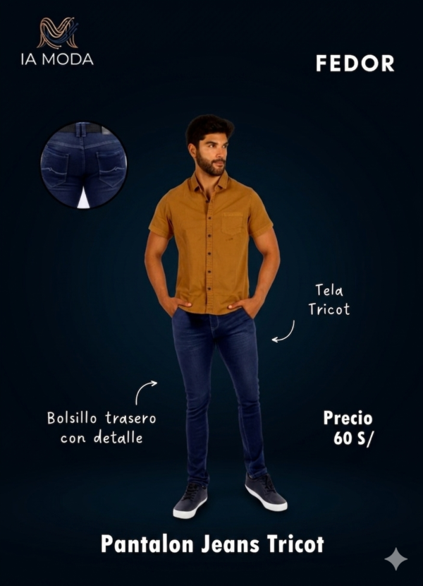 Pantalones Jeans Tricot SemiPitillo Hombre