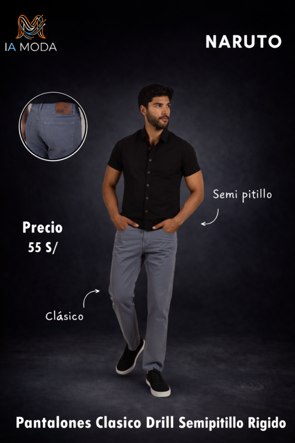 Pantalones Clasicos Drill Semipitillo Rigido Naruto Hombre