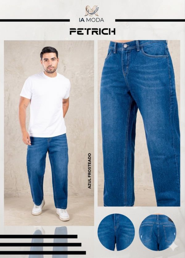 Pantalones Boyfriend Petrich Basicos Anchos con rasgado en los bolsillos Traseros