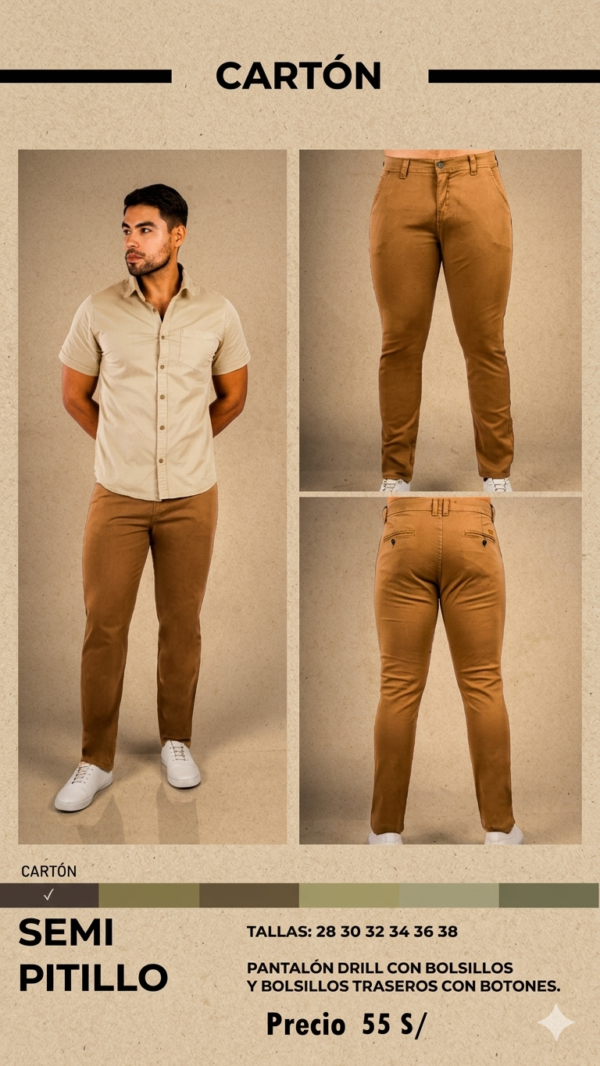 Pantalones Drill Jack Semipitillo Beige Hombre