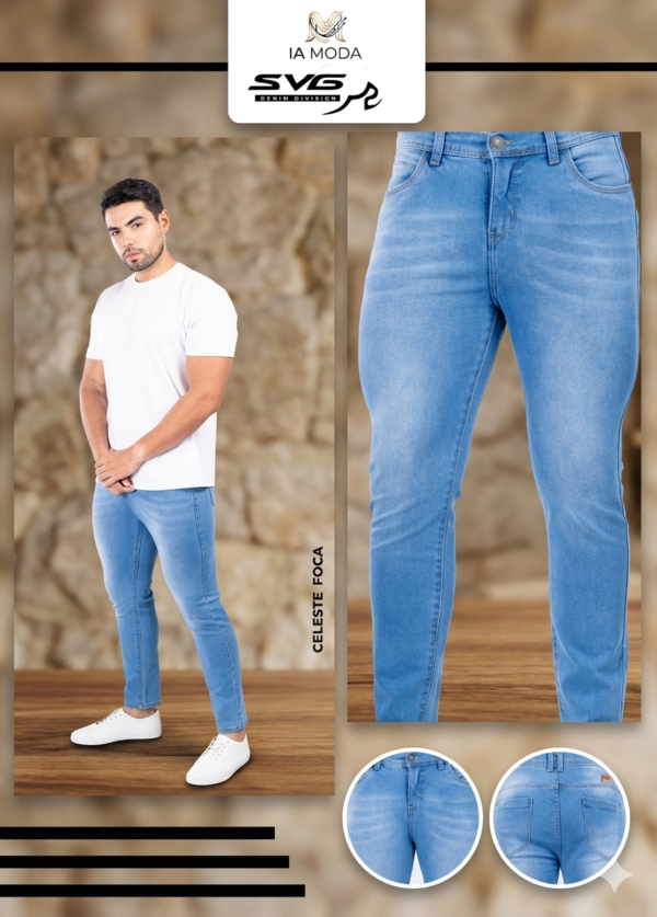 Pantalones Jeans Semipitillo Strech Basico SVG Hombre