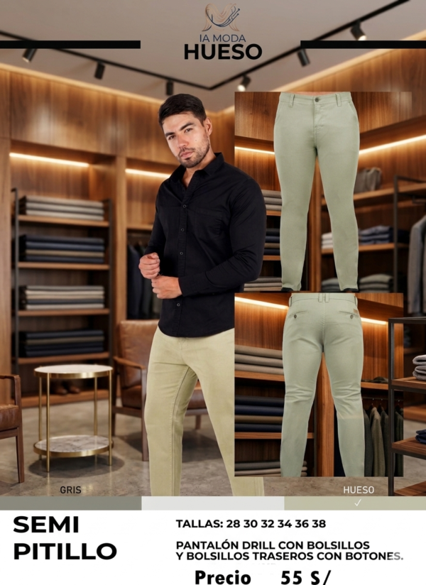 Pantalones Drill Jack Semipitillo Claros Hombres