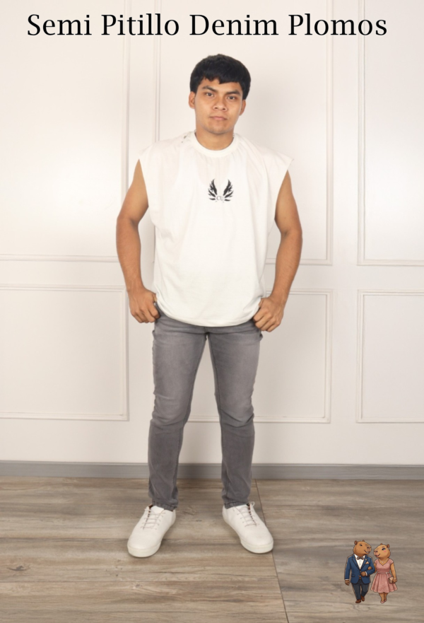 Pantalones Denim Semipitillo Plomos Hombre